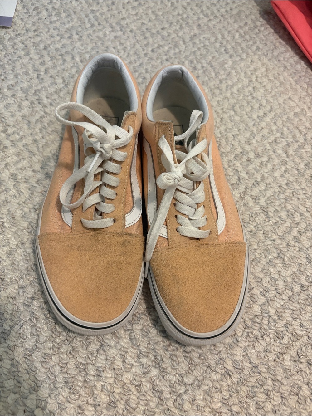 Men's Suede Low-Top VANS in Peach with White Accents